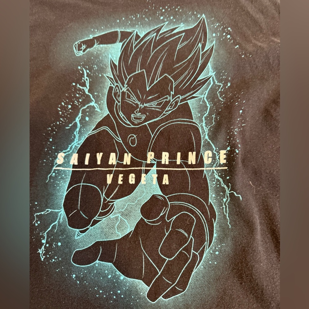 Dragon Ball Z Vegeta Saiyan Prince Long Sleeve‎ Graphic Tee Black Size Medium